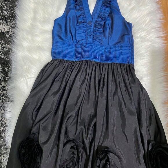 Papaya Blue & Black V- Neck Sleeveless  Dress - Picture 6 of 6